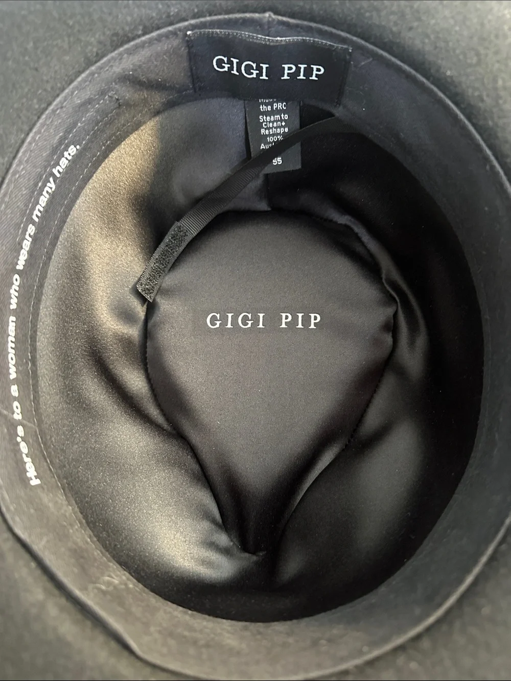 GIGI PIP Black Wide Brim Fedora Hat